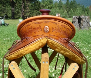 3B Visalia-style old-timer saddle with inlaid agate